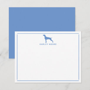 Blue Weimaraner Hund Modern Gräns Stationery Anteckningskort