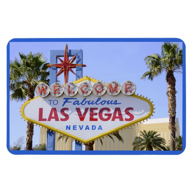Blue Welcome Sign Nevada Las Vegas Magnet (Horisontell)