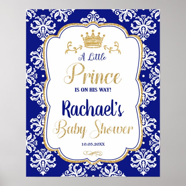 Blue Welcome Sign-Royalet Little Prince Baby Showe Poster (Framsidan)