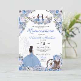 Blue Western Charra Blommigt Boots Quinceañera Inbjudningar