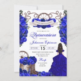 Blue Western Charra Ranchero Quinceanera Inbjudningar