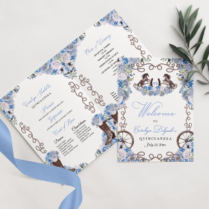 Blue Western Charro Quinceañera Program