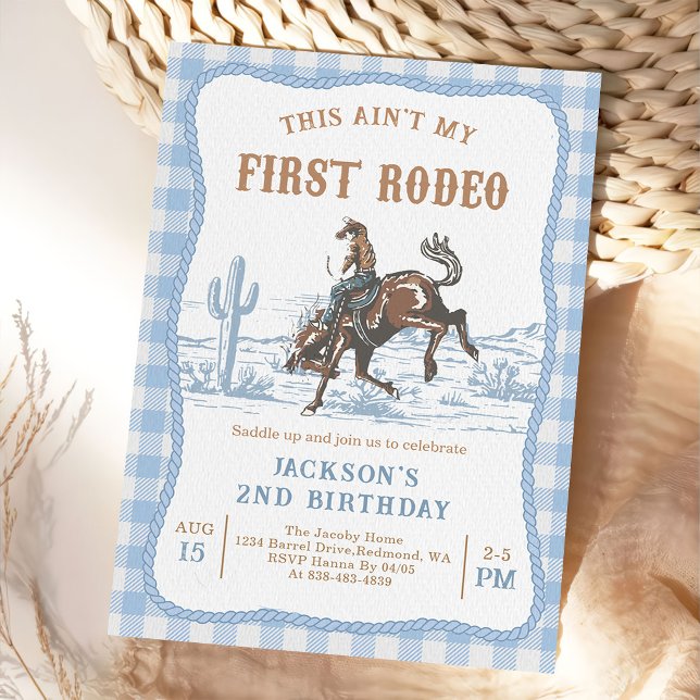 Blue Western Cowboy Birthday Invitation  Inbjudningar (Skapare uppladdad)