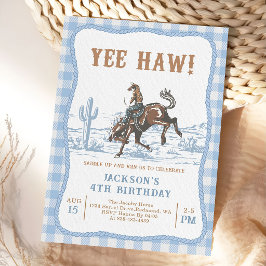 Blue Western Cowboy Birthday Invitation  Inbjudningar
