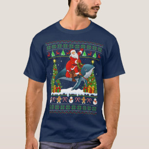 Blue Whale Älskare Ugly Santa Riding Blue Whale Ch T Shirt
