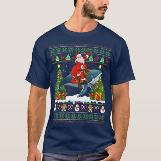 Blue Whale Älskare Ugly Santa Riding Blue Whale Ch T Shirt