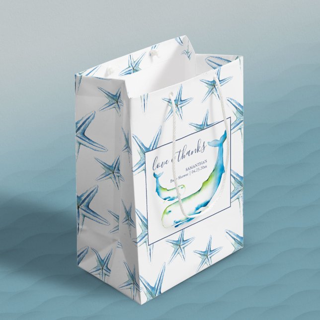 Blue Whale and Starfish Baby Shower (Gift Bag Blue Whale and Starfish Baby Shower Medium )