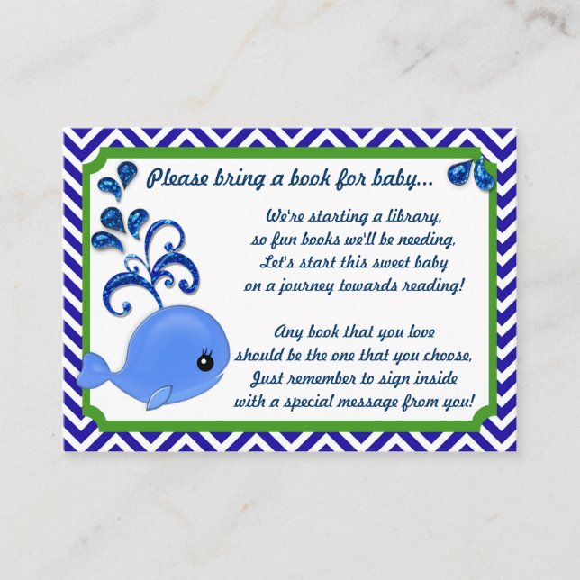 Blue Whale Baby Baby Shower Bok Infoga begäran Tilläggskort (Framsida)