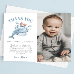 Blue Whale Boy Birthday Photo Tack Kort