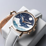 Blue Whale Dream Customized Armbandsur<br><div class="desc">En vismisk illustration av en blåval som flyter ovanför molnen under blå himmel.</div>
