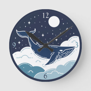 Blue Whale Dream Rund Klocka