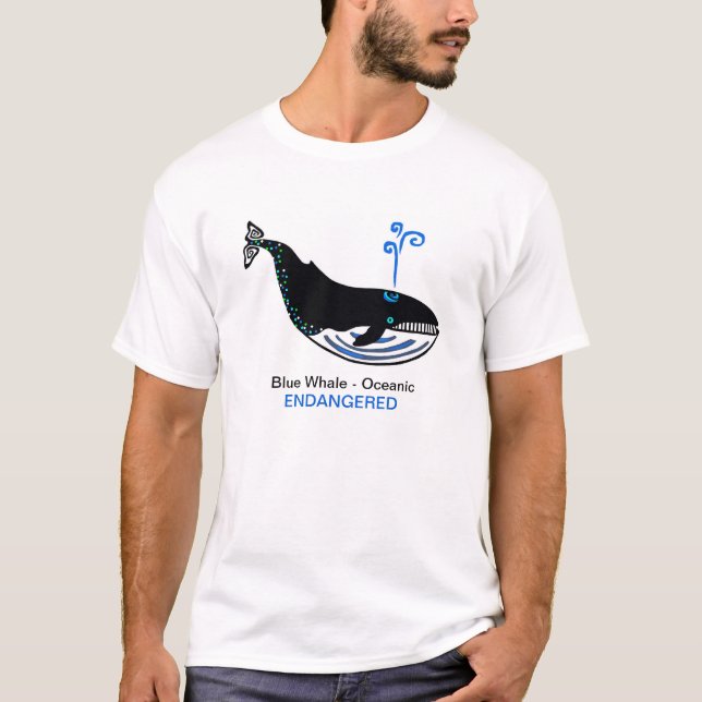 Blue WHALE - Endangången animalisk grafik - T Shirt (Framsida)