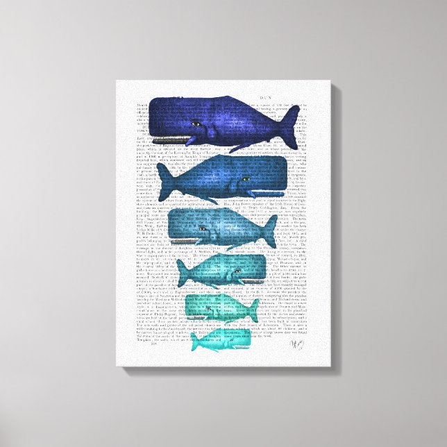 Blue Whale Family Canvastryck (Framsida)