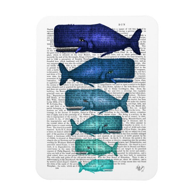 Blue Whale Family Magnet (Vertikal)
