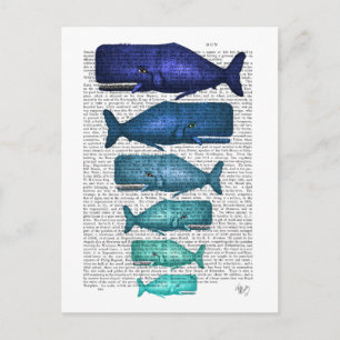 Blue Whale Family Vykort