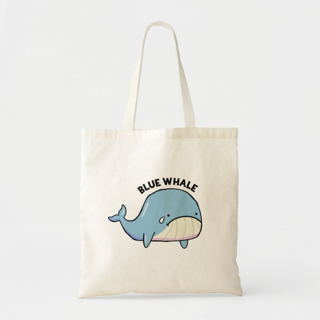 Blue Whale Ledsen Whale Pun Tote Bag Tygkasse (Framsidan)
