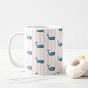 Blue Whale Nautical Rand Mönster Kaffemugg
