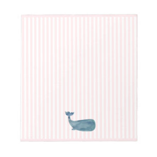 Blue Whale Nautical Rosa Rand Preppy Anteckningsblock
