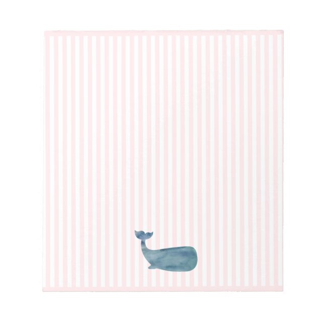 Blue Whale Nautical Rosa Rand Preppy Anteckningsblock (Framsida)