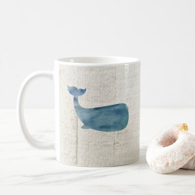 Blue Whale Nautical Shiplap Rustic Kaffemugg (Med munk)