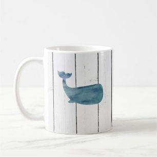 Blue Whale Nautical Shiplap Rustic Kaffemugg