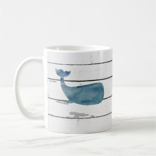 Blue Whale Nautical Shiplap Rustic Kaffemugg