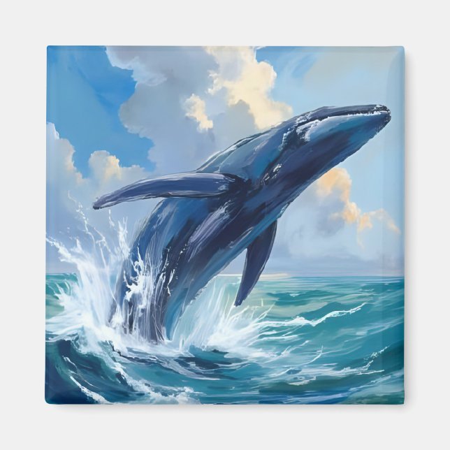 Blue Whale Ocean Animal Painting Magnet (Framsidan)