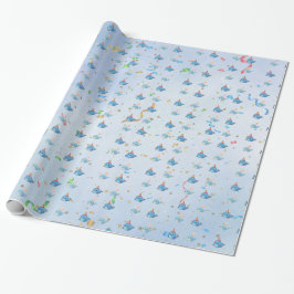 Blue Whale Party Pattern Wrapping Paper Presentpapper