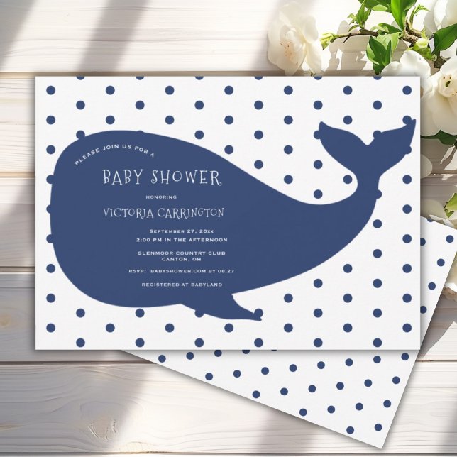 Blue Whale Polkadot Baby Shower Inbjudningar (Skapare uppladdad)