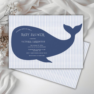 Blue Whale Rand Baby Shower Inbjudningar