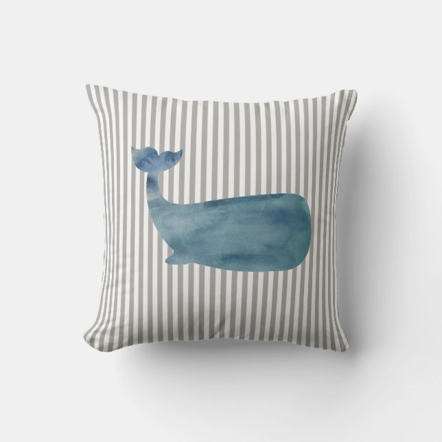 Blue Whale Rand Nautical Dekorativ kudde (Framsida)