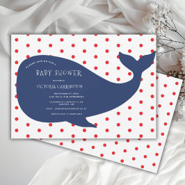 Blue Whale Red Polkadot Baby Shower Inbjudningar