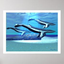BLUE WHALE SANTUARY PRINT POSTER