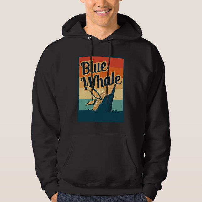 Blue Whale Sea Diving Maritime Waves Nature Protec Hoodie (Framsida)