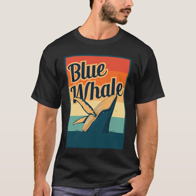 Blue Whale Sea Diving Maritime Waves Nature Protec T Shirt (Framsida)