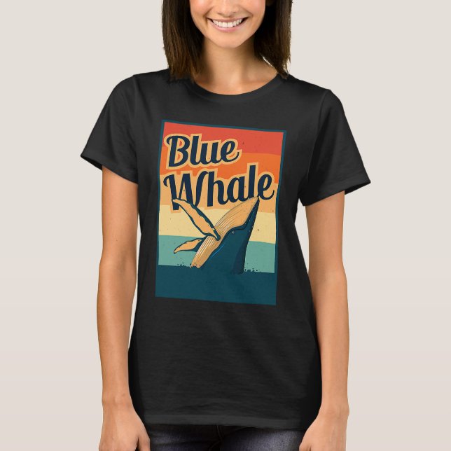Blue Whale Sea Diving Maritime Waves Nature Protec T Shirt (Framsida)