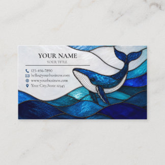 Blue Whale Stained Glass Ocean Business Card Visitkort