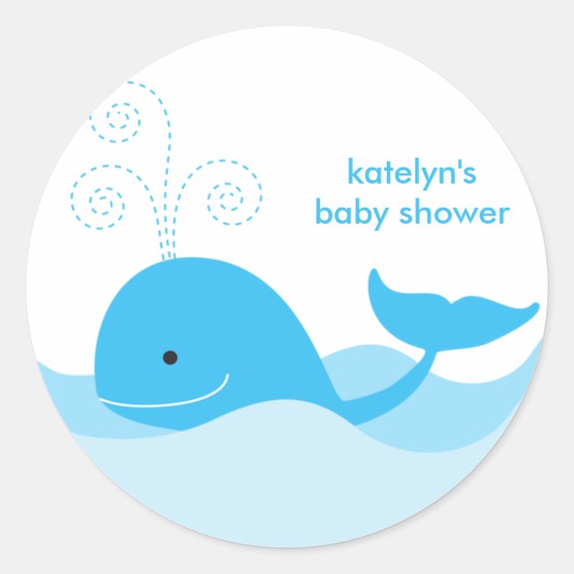 Blue Whale Stickers Runt Klistermärke (Framsida)