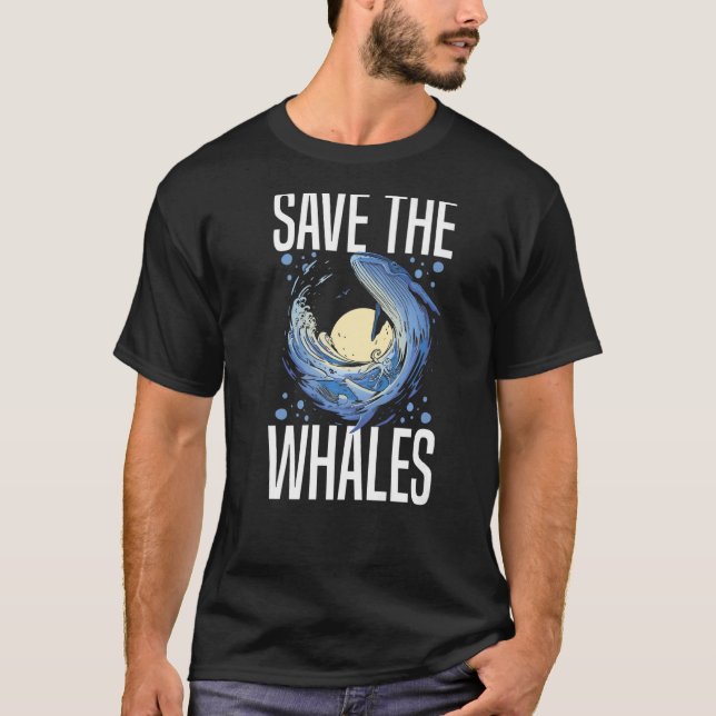 Blue Whale Svan Humpback Whales Höger Anima T Shirt (Framsida)