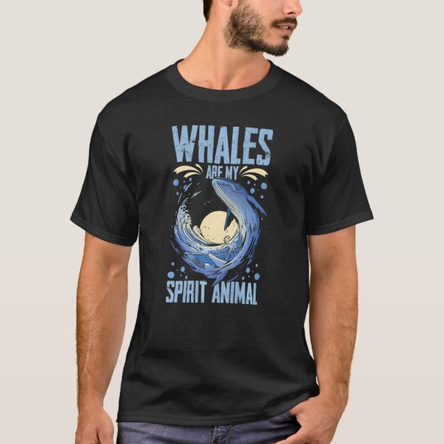 Blue Whale Svan Humpback Whales Höger Anima T Shirt (Framsida)