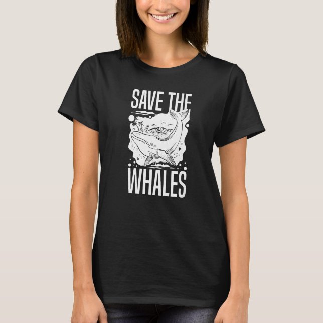 Blue Whale Svan Humpback Whales Höger Anima T Shirt (Framsida)
