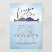 Blue Whales Cute och Romantic Nautical Bröllop