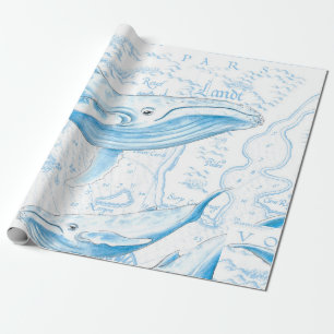 Blue Whales Family White Presentpapper