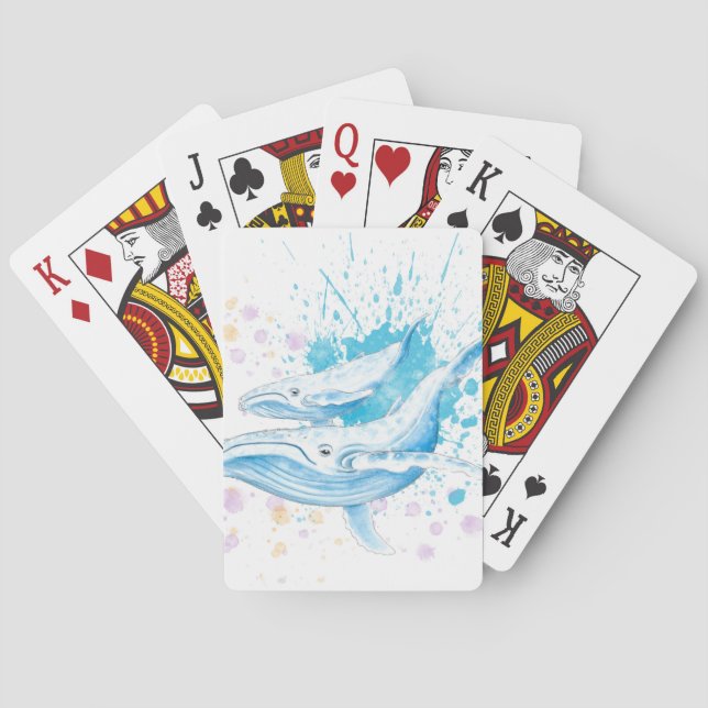 Blue Whales Färg Stänk Casinokort (Baksidan)