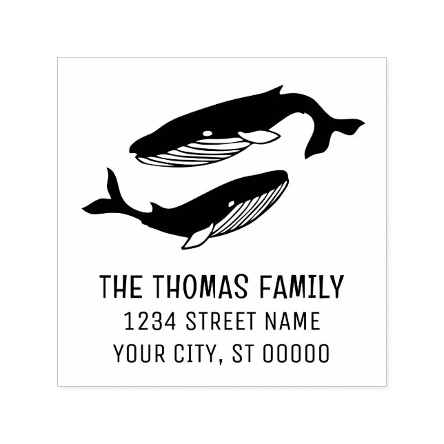 Blue Whales Namn Returadress Självfärgande Stämpel (Design)