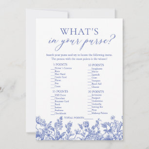 Blue What's in your Purse Möhippa Game Inbjudningar