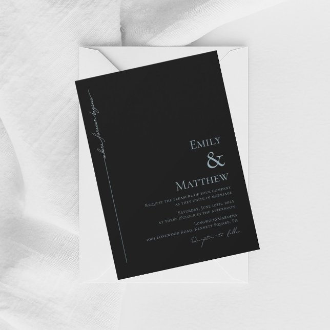 Blue Where Forever Begins Black Wedding Invitation Inbjudningar (Skapare uppladdad)