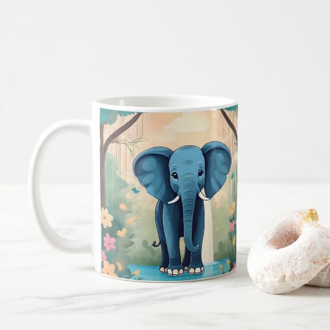 Blue Whimsical Baby Elephant Kaffemugg (Med munk)