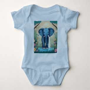 Blue Whimsical Baby Elephant T Shirt