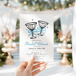 Blue Whimsical Champagne Inbjudningskort för möhip